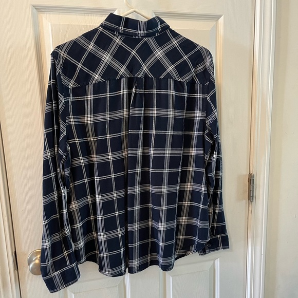 Faded Glory Womens XXL Blue/White Long Sleeve Plaid Shirt - Picture 3 of 15